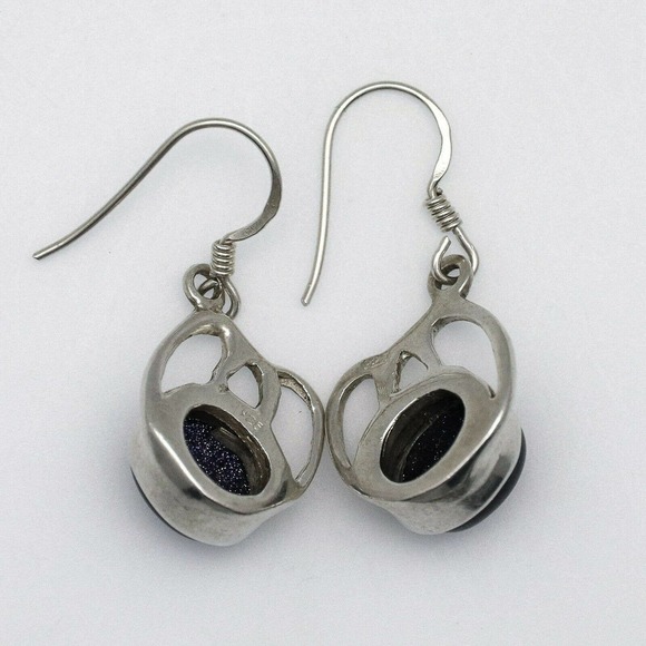 Vintage Silver and Blue Boho Earrings - Picture 3 of 5